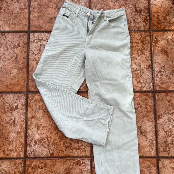 Korean Light Green Wide Leg Jeans - Picture 1 of 4
